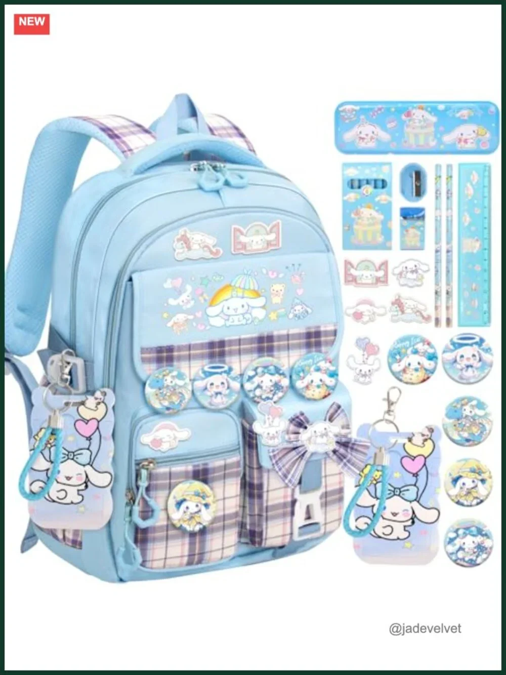 Kids Anti-Theft Backpack Set with 24 Pcs Accessories, Waterproof Nylon